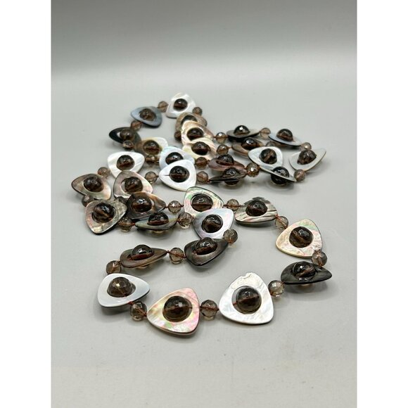 Mother of Pearl & Glass Beads Handknotted Long Necklace - Picture 3 of 7